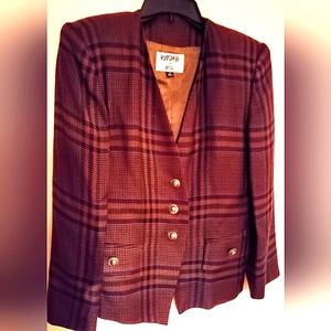 LADIES BLAZER BY CASPER, SIZE 8, BROWN/BLACK,  LIKE NEW